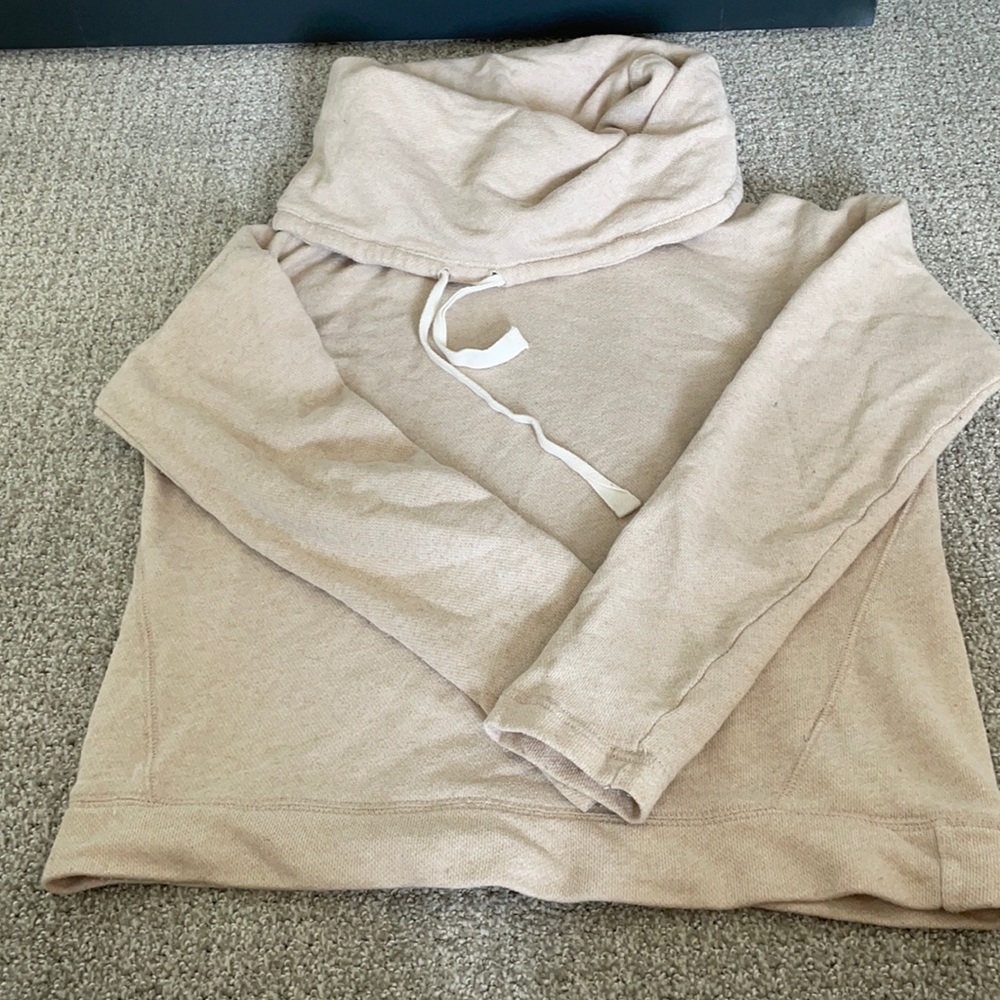 Cowl neck tan sweatshirt